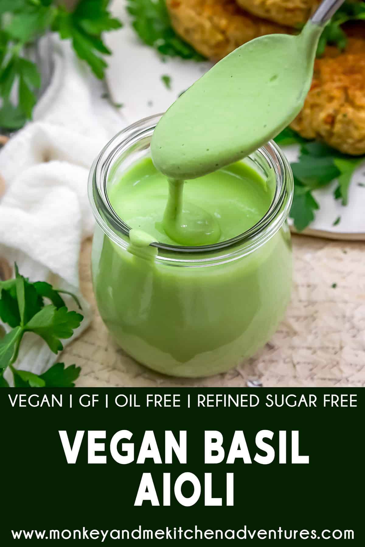 Oil Free Vegan Basil Aioli with text description