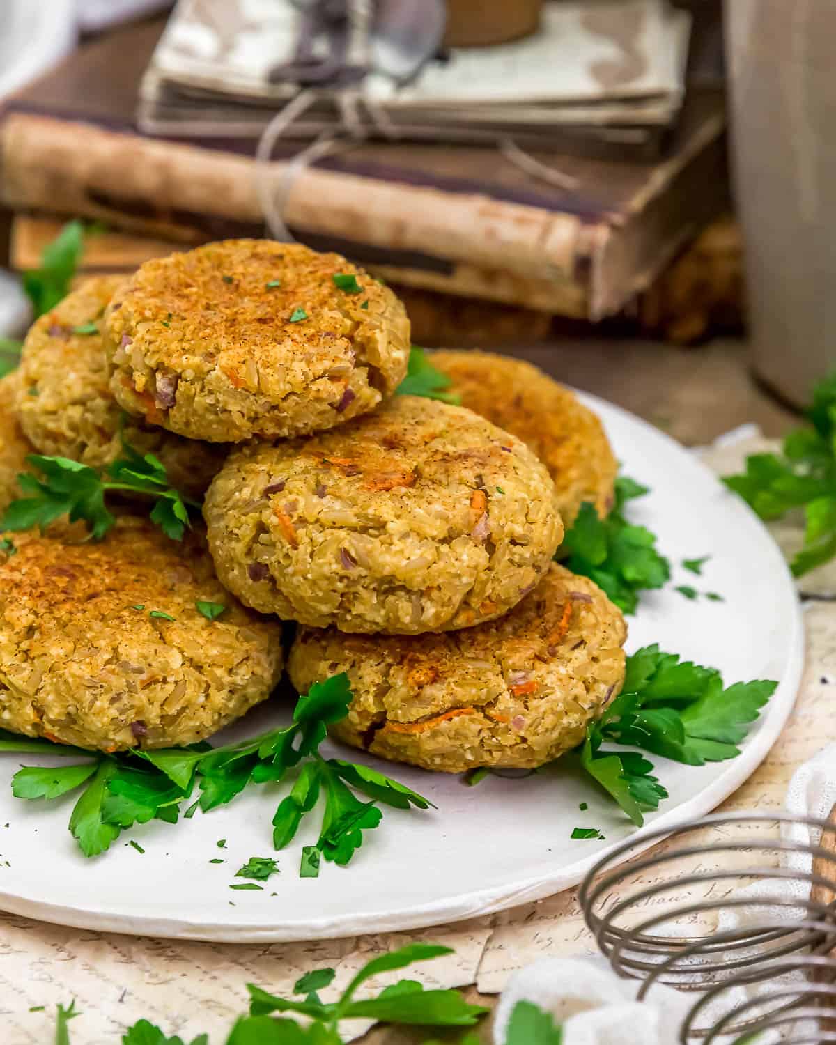 Close up of Vegan Baked Parmesan Rice Cakes