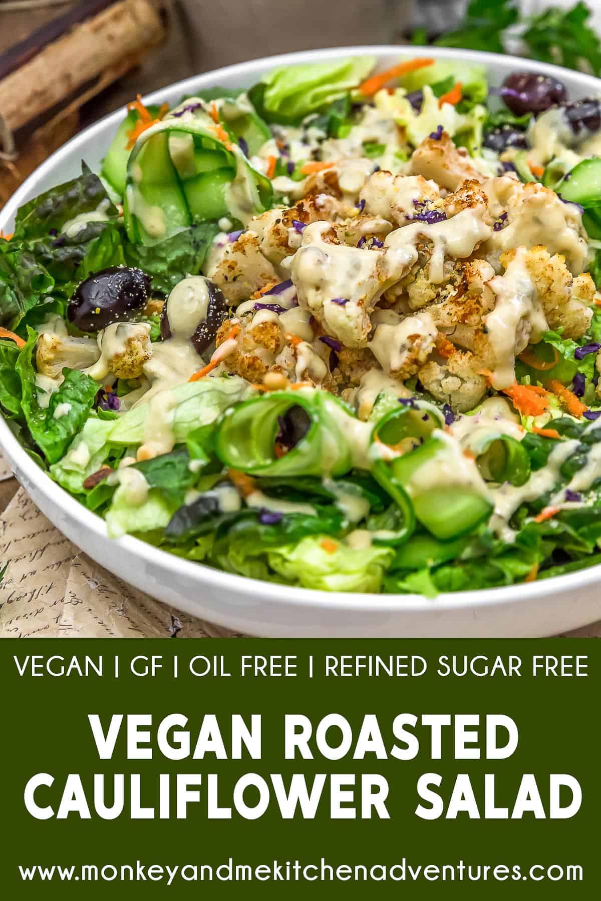 Vegan Cauliflower Caesar Salad with text description