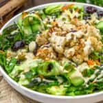 Close up of Vegan Cauliflower Caesar Salad