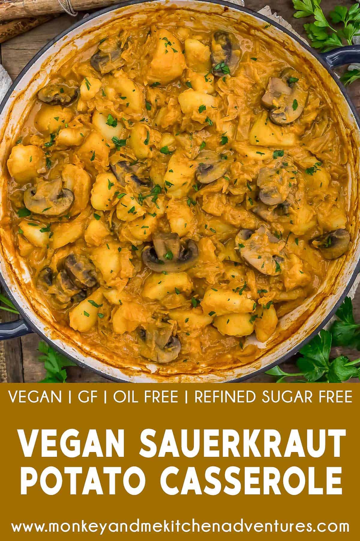 Vegan Sauerkraut Potato Casserole with Text Description