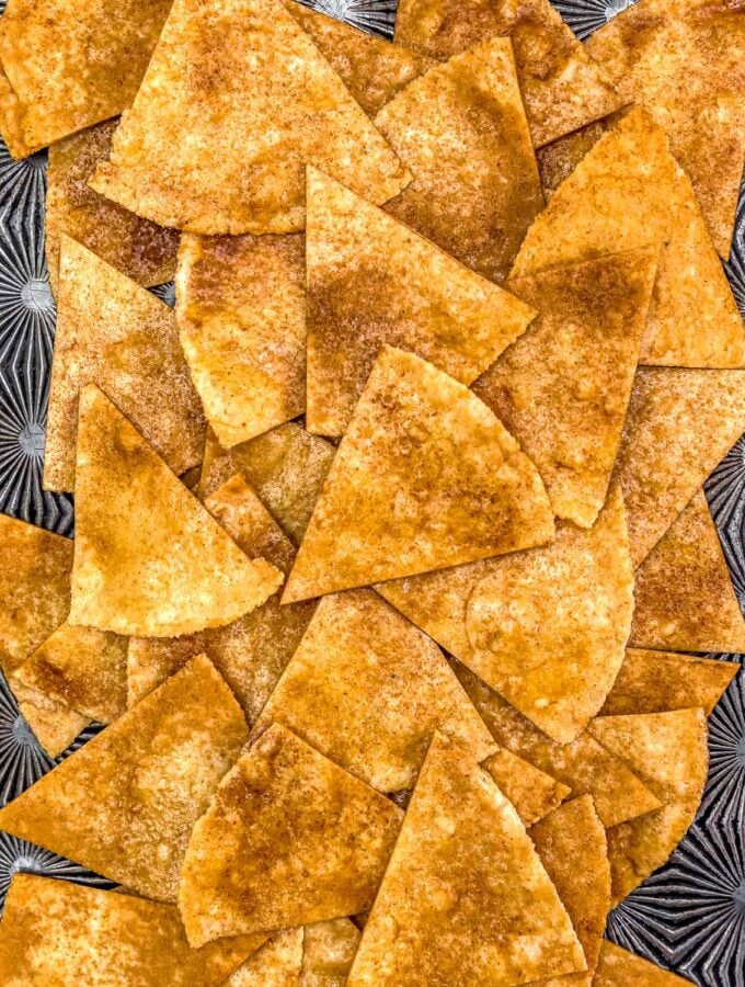 Close up of Baked Cinnamon Chips