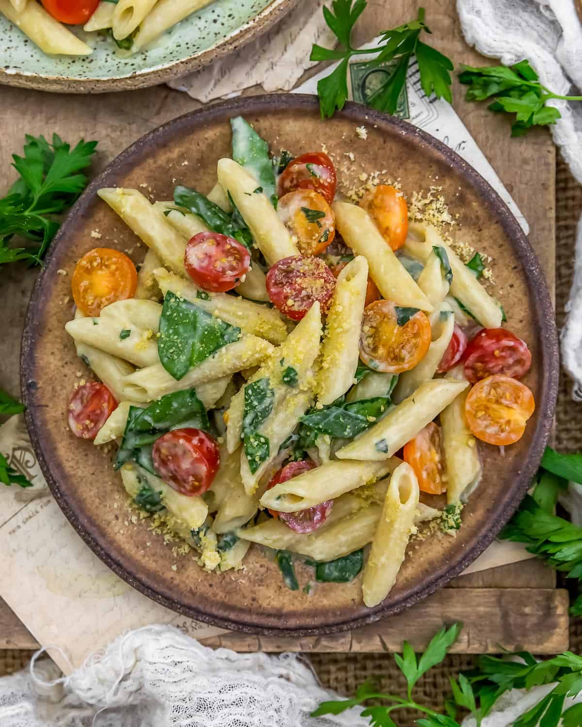 Plate of Easy Italian Hummus Pasta