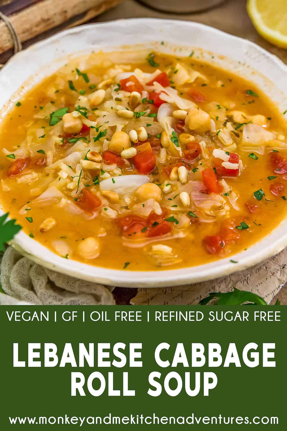 Lebanese Cabbage Roll Soup with text description