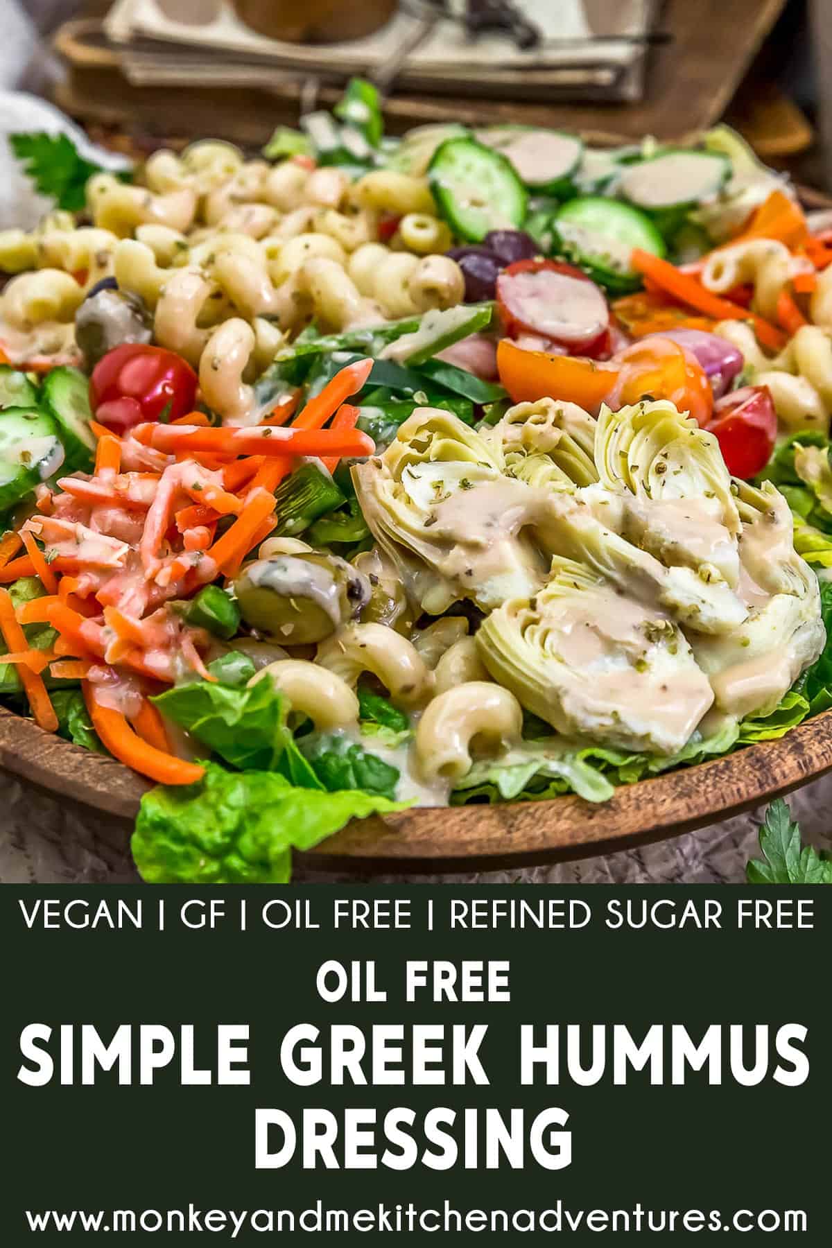 Oil Free Simple Greek Hummus Dressing with text description