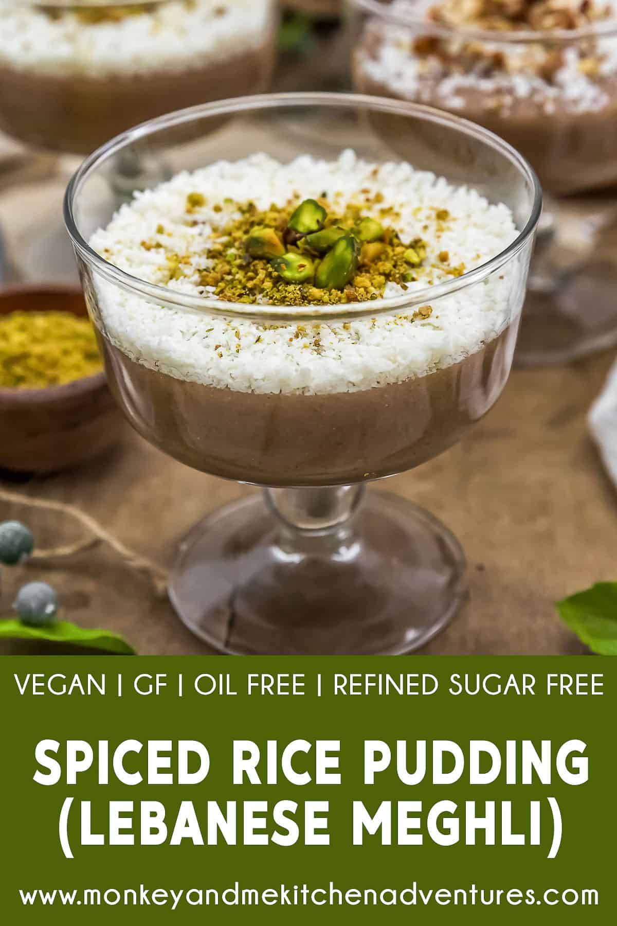 Spiced Rice Pudding (Lebanese Meghli) with text description