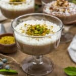 Spiced Rice Pudding (Lebanese Meghli) with coconut and pistachios