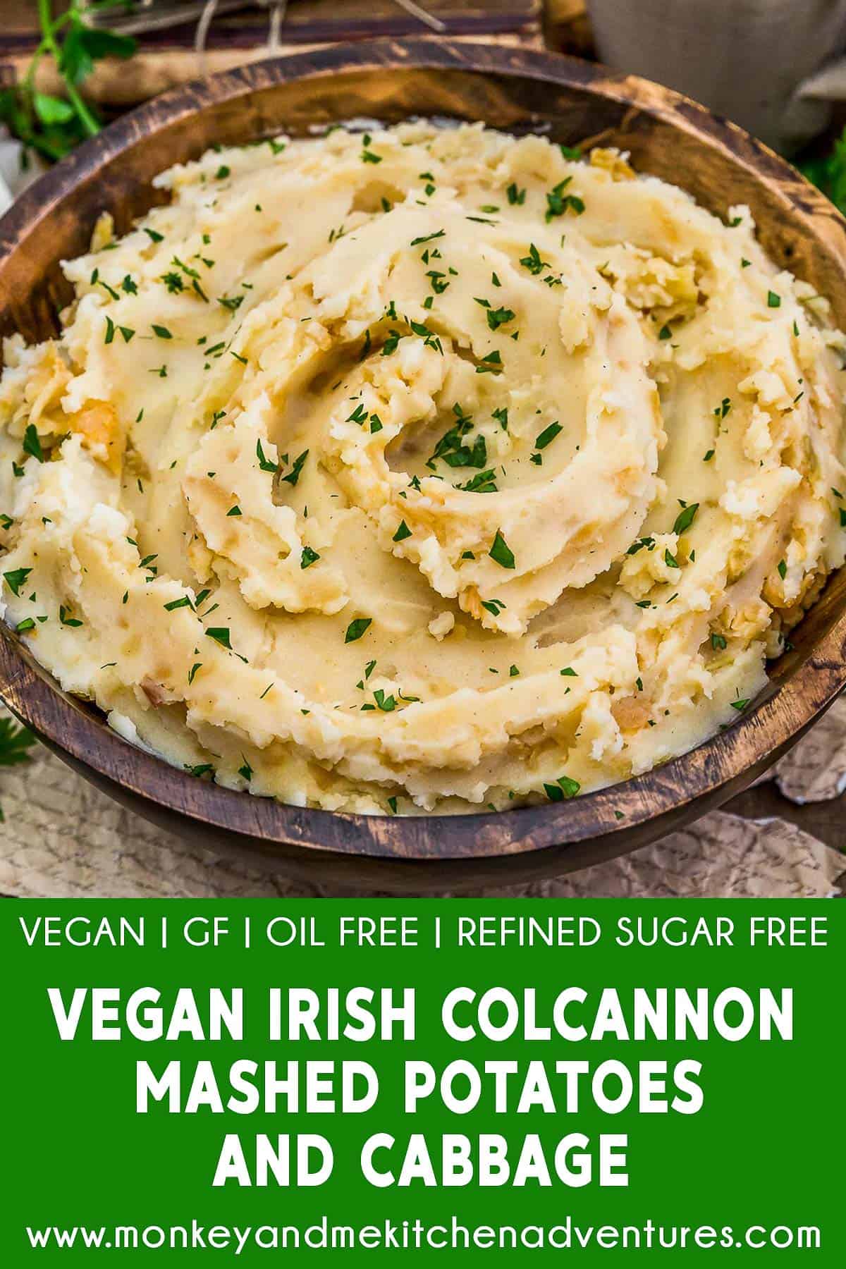 Vegan Irish Colcannon with text description