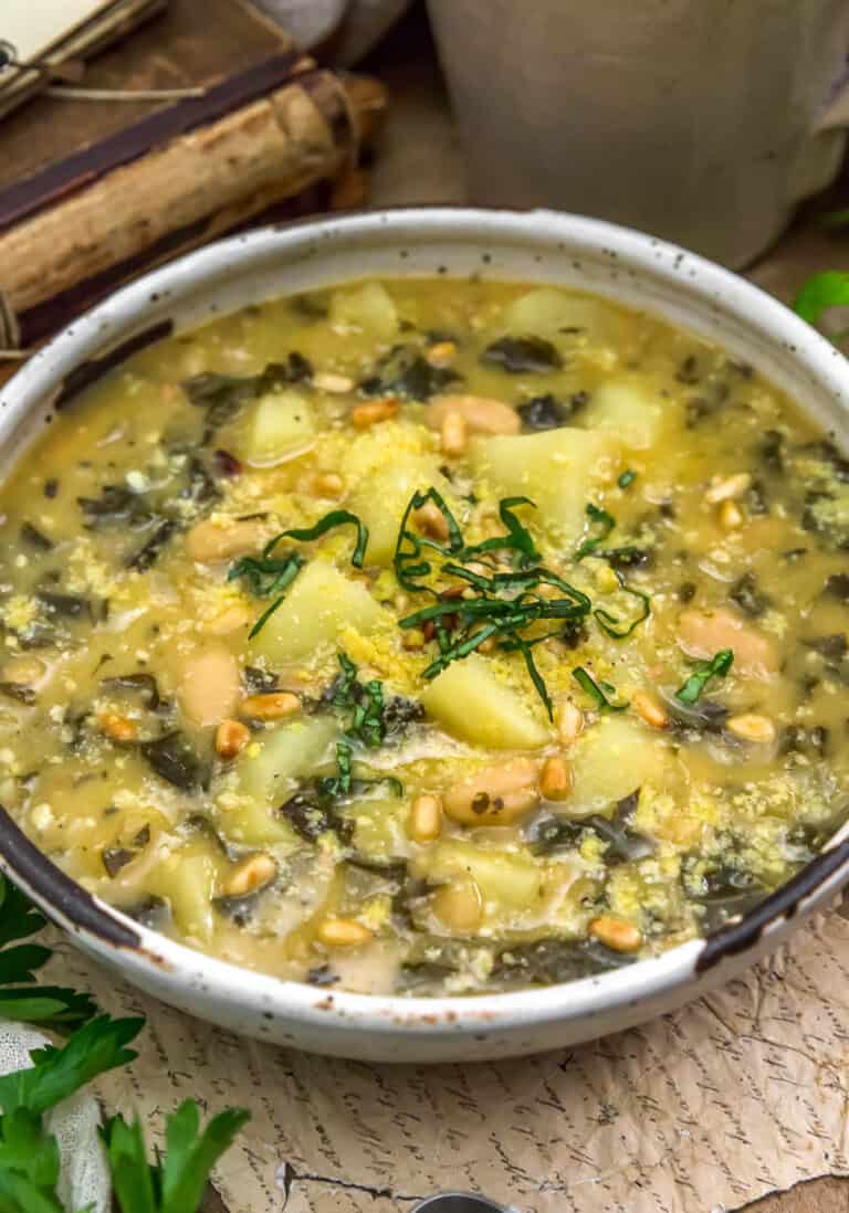 Vegan Kale Pesto White Bean Potato Soup Monkey and Me Kitchen Adventures
