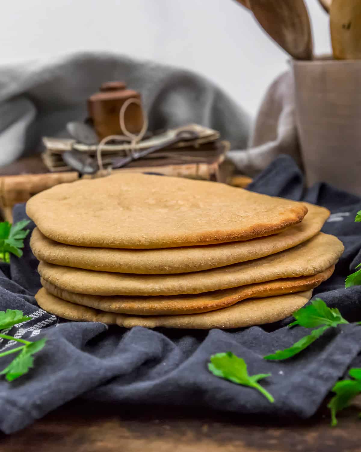 Stack of Healthy Whole Grain Pita Bread