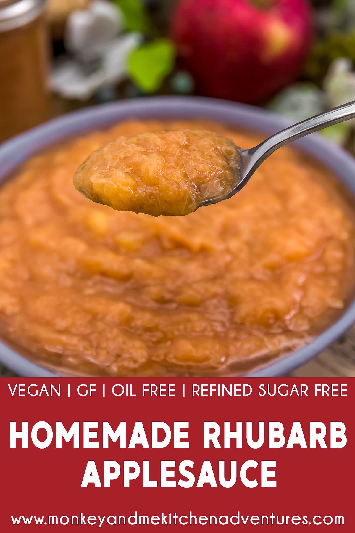 Homemade Rhubarb Applesauce with text description