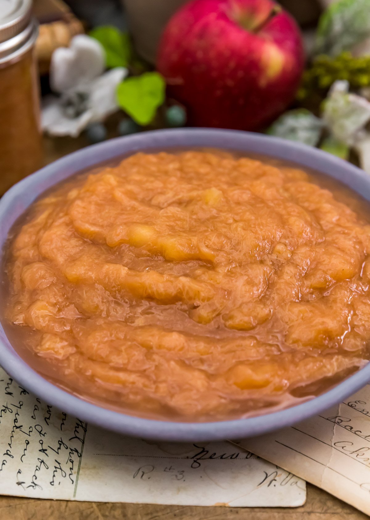 Close up of Homemade Rhubarb Applesauce