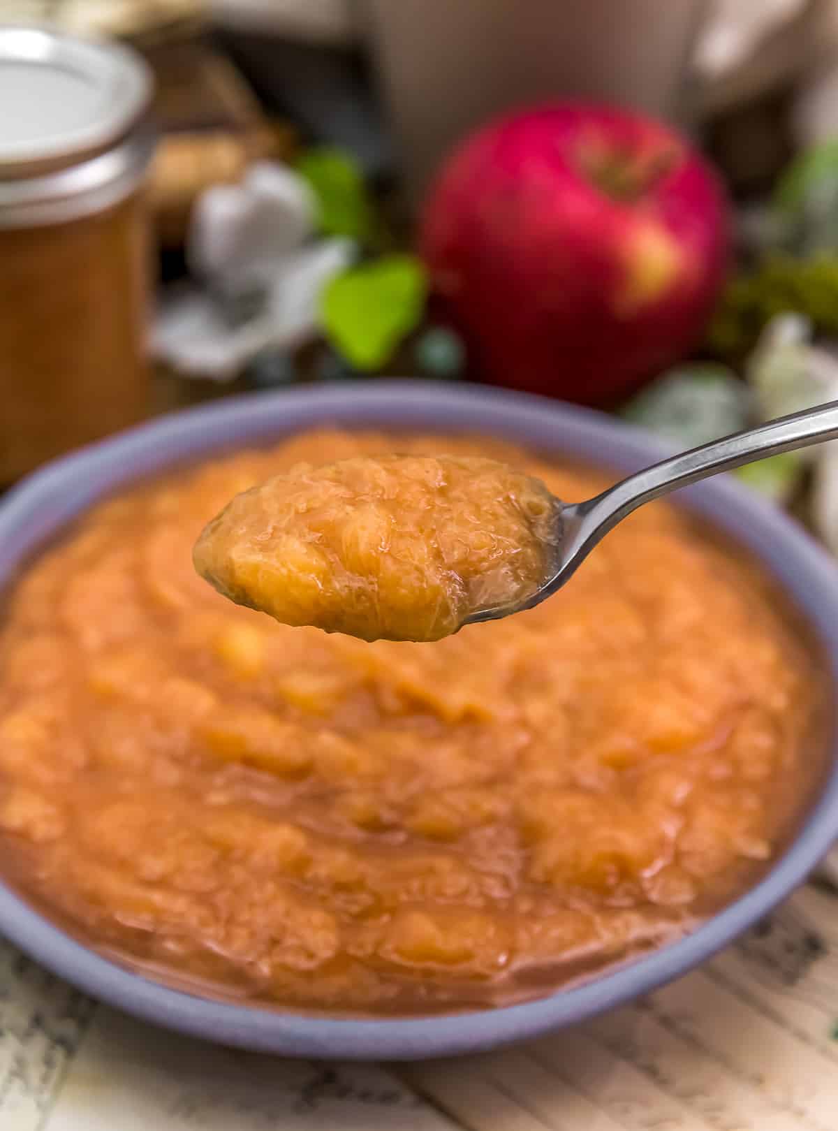 Spoonful of Homemade Rhubarb Applesauce