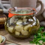 Jar of Refrigerator Pickled Garlic
