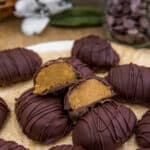 Vegan Healthy Chocolate Peanut Butter Egg Cut Open