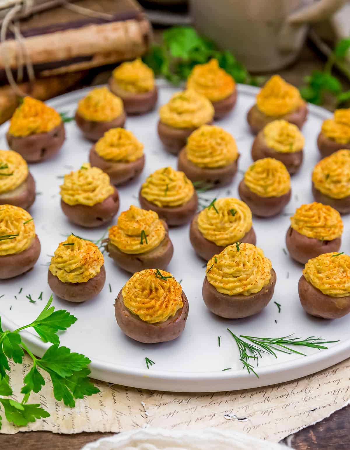 Platter of Vegan Southern Deviled Potatoes