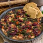 Dandelion Greens and Beans Skillet with bread