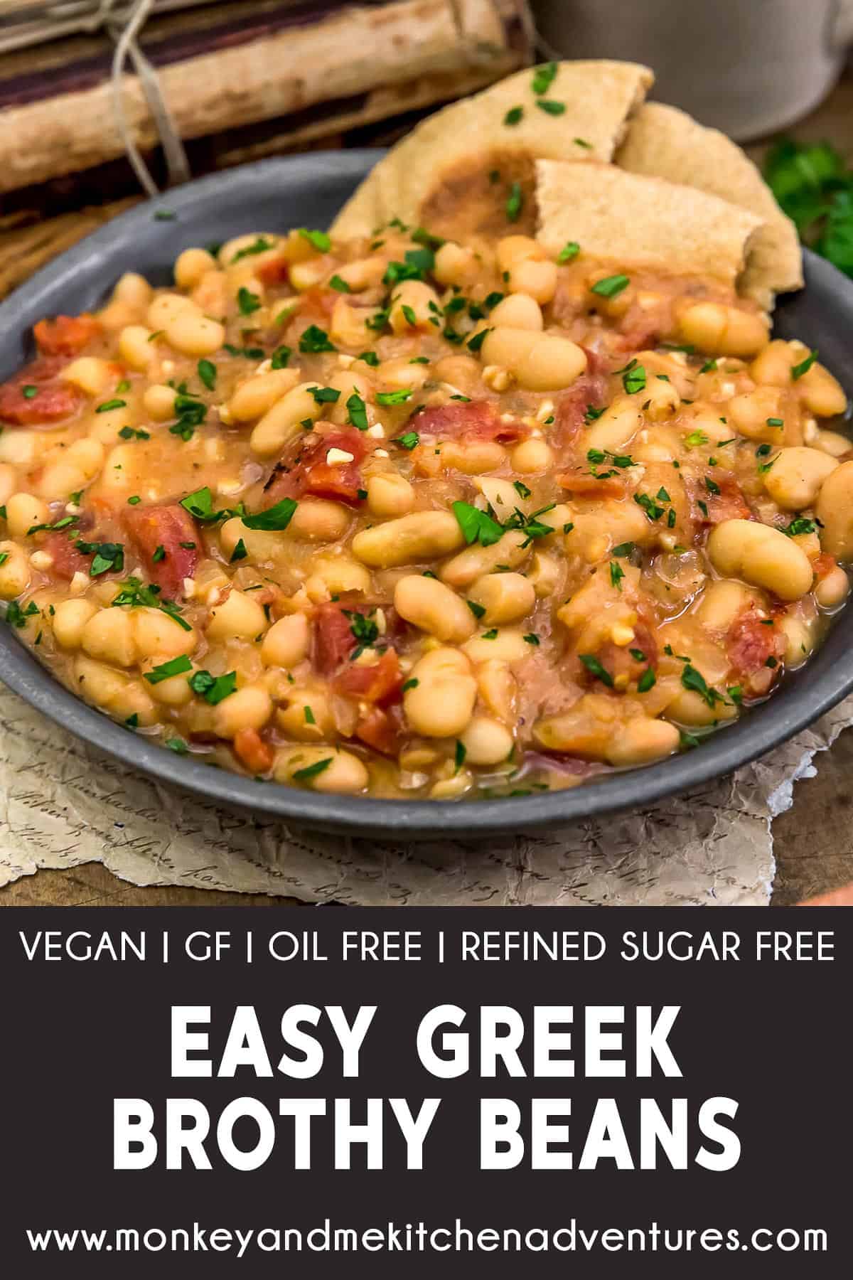 Easy Greek Brothy Beans with text description