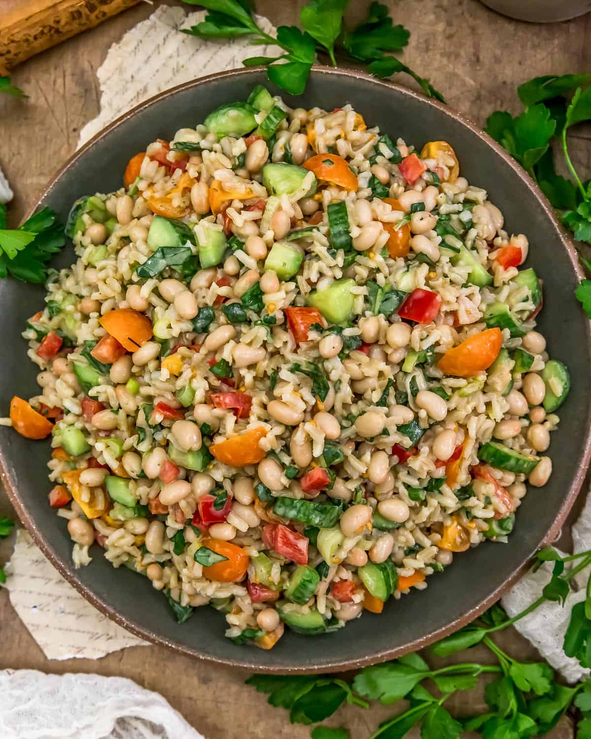 Bowl of Italian Basil Rice Salad