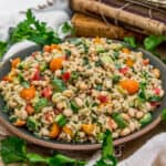 Close up of Italian Basil Rice Salad