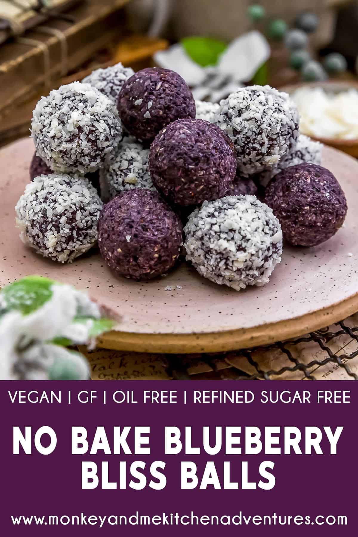 No Bake Blueberry Bliss Balls with text description
