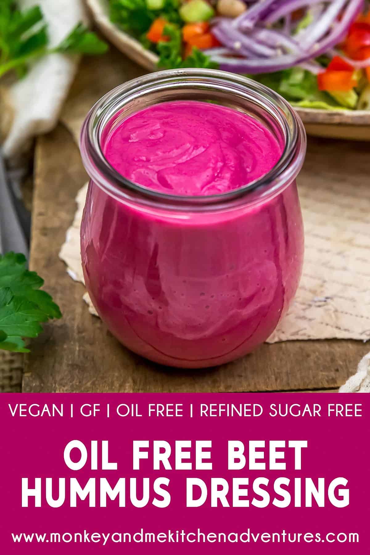 Oil Free Beet Hummus Dressing with text description