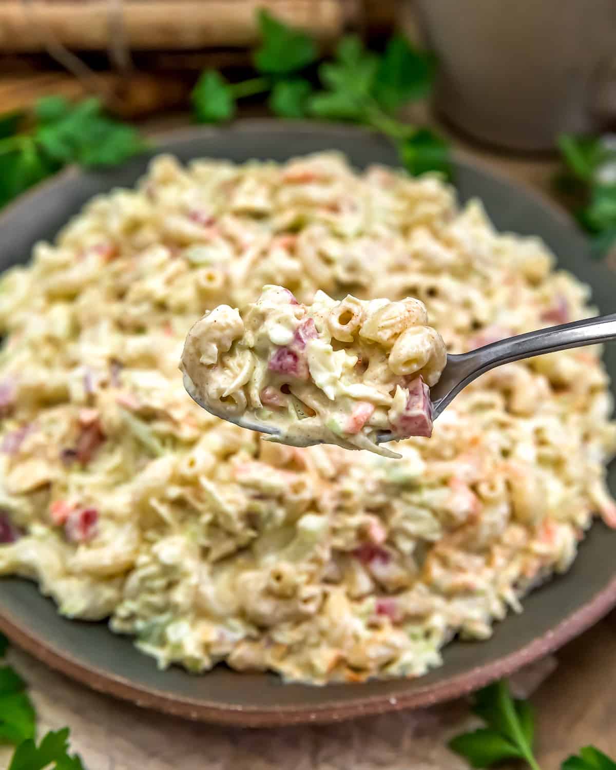 Spoonful of Vegan Amish Macaroni Coleslaw