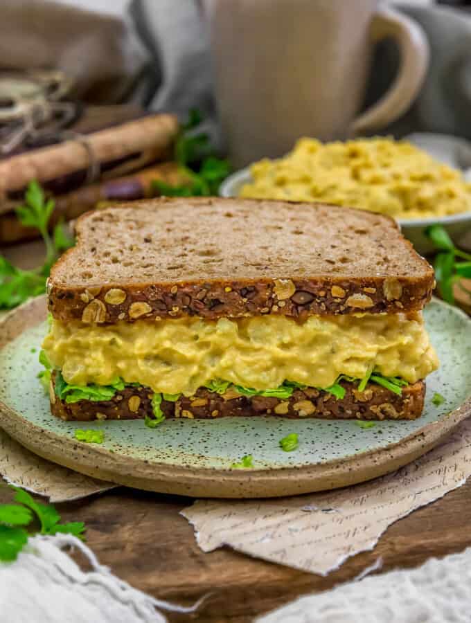 Close up of Vegan “Egg” Salad Sandwich