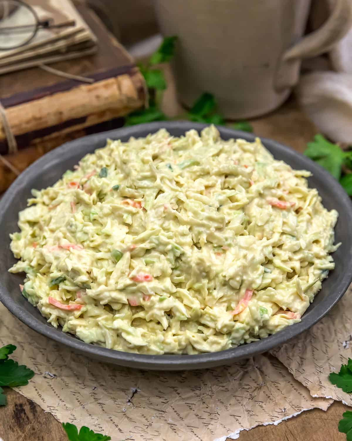 Close up of Vegan KFC Coleslaw (Copycat)