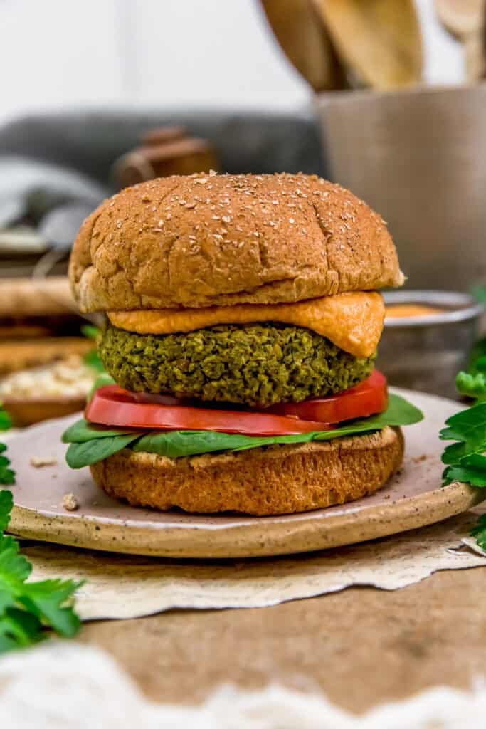 Vegan Pesto Burger - Monkey and Me Kitchen Adventures