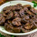 Close up of Vegan Steakhouse Mushrooms in Red Wine Sauce