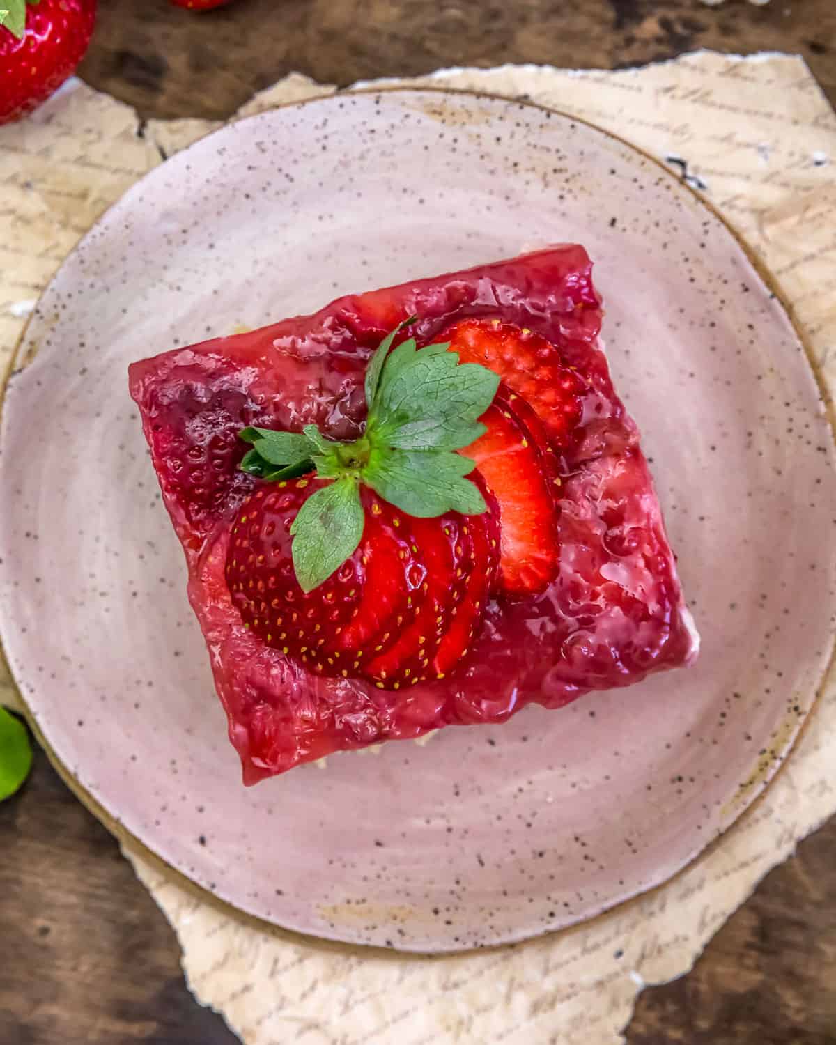 Slice of Vegan Strawberry Cheesecake Dessert