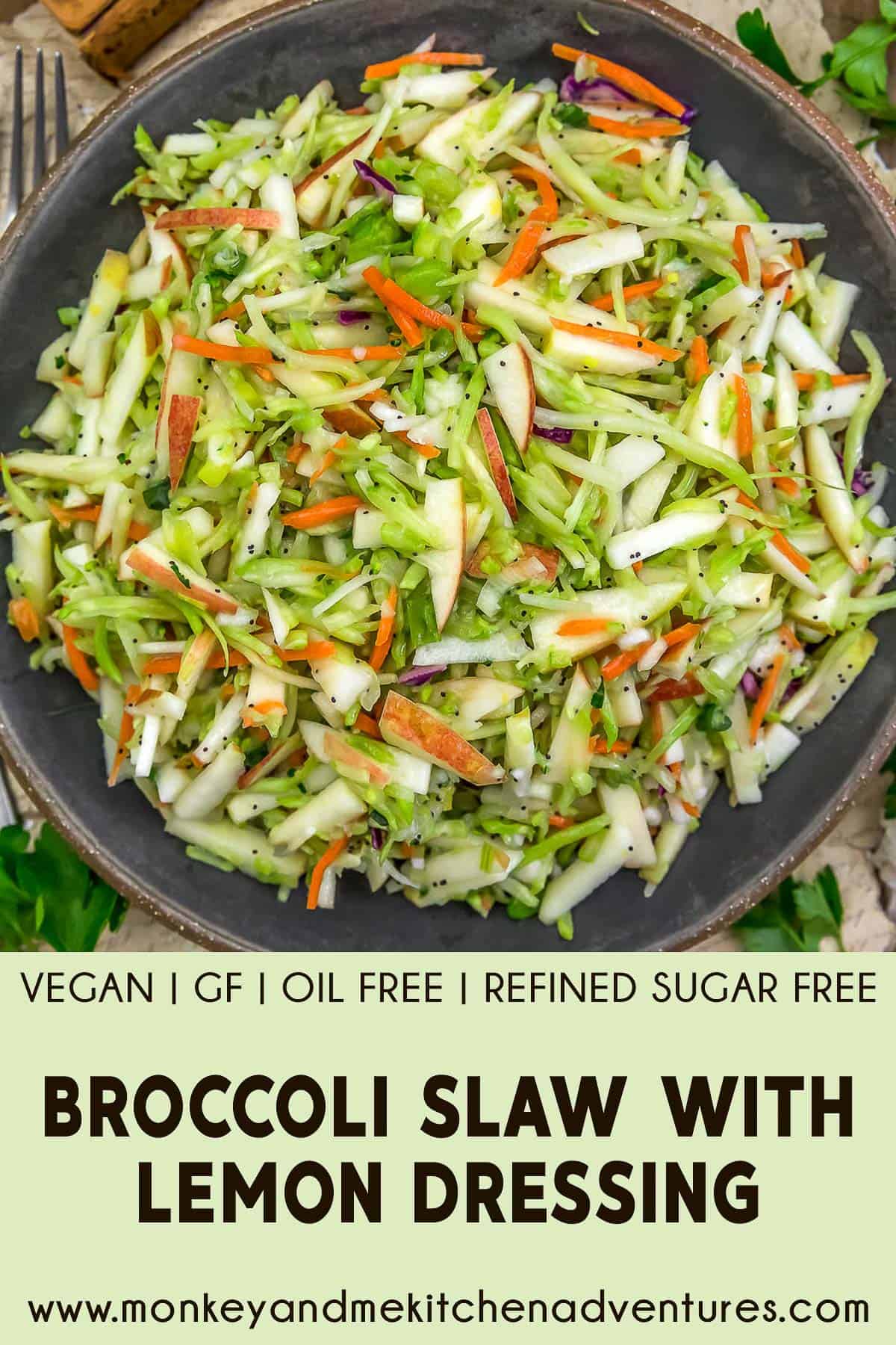 Broccoli Slaw with Lemon Dressing with text description