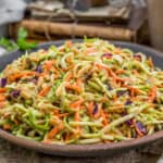 Close up of Easy Sweet and Tangy Broccoli Slaw