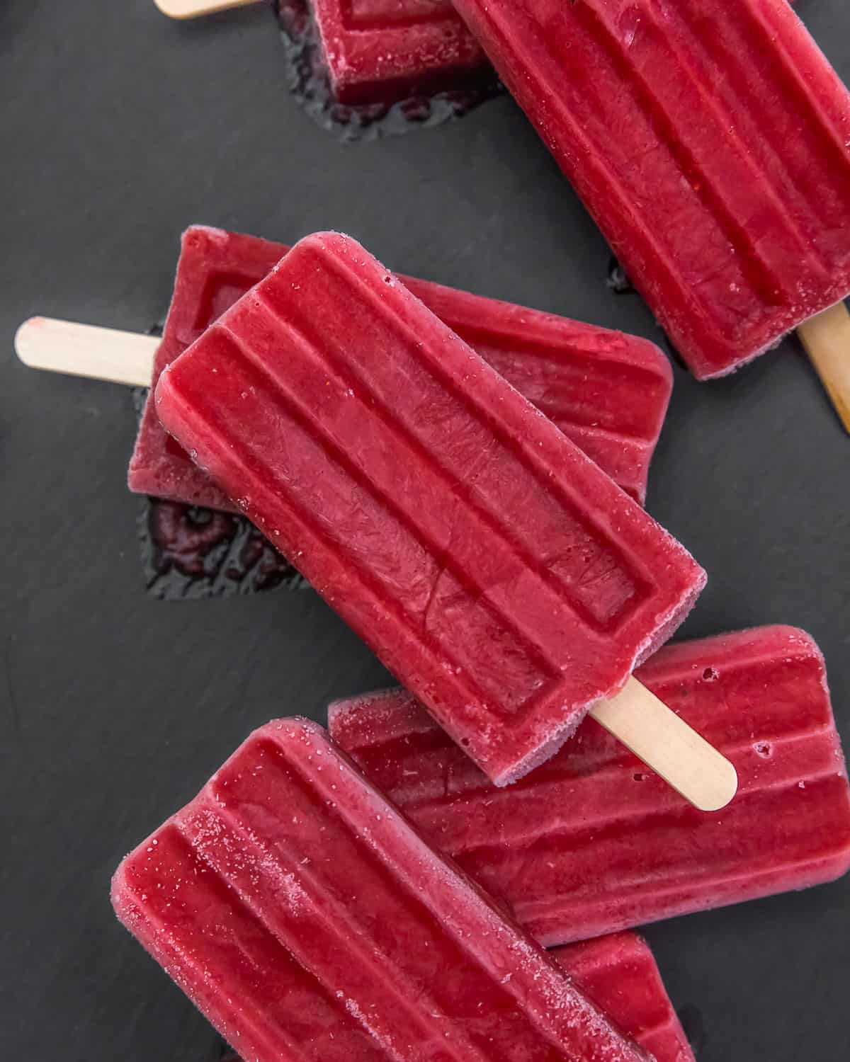 Close up of Healthy Double Strawberry Popsicles