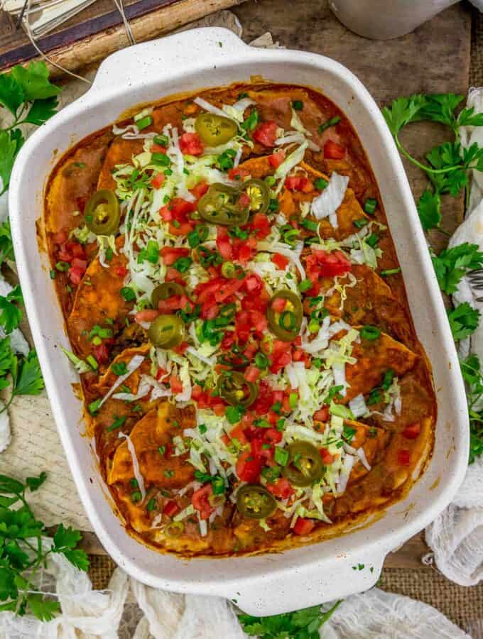 Easy Fold-Over Bean Enchiladas with delicious toppings