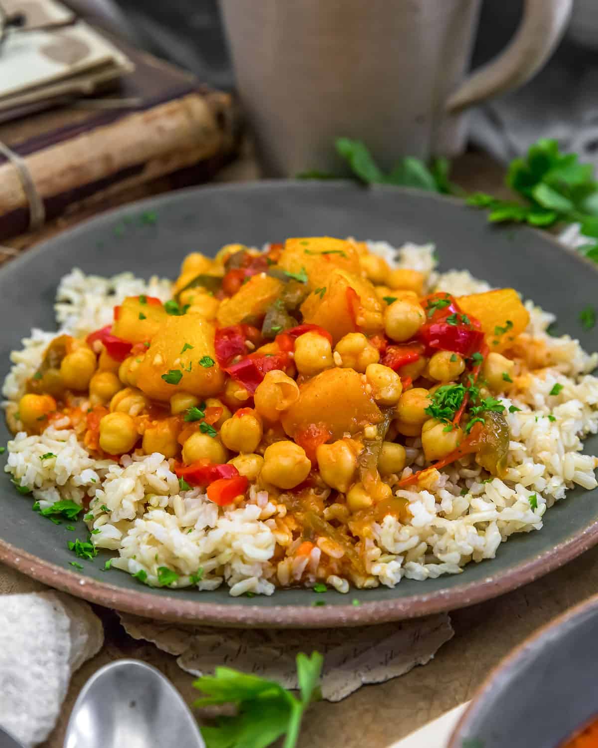 Easy Pineapple Thai Curry over brown rice