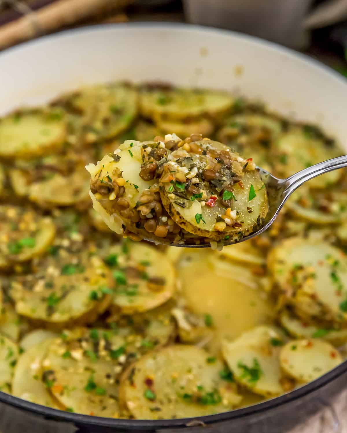 Spoonful of Easy Vegan “Sausage” and Potatoes Skillet