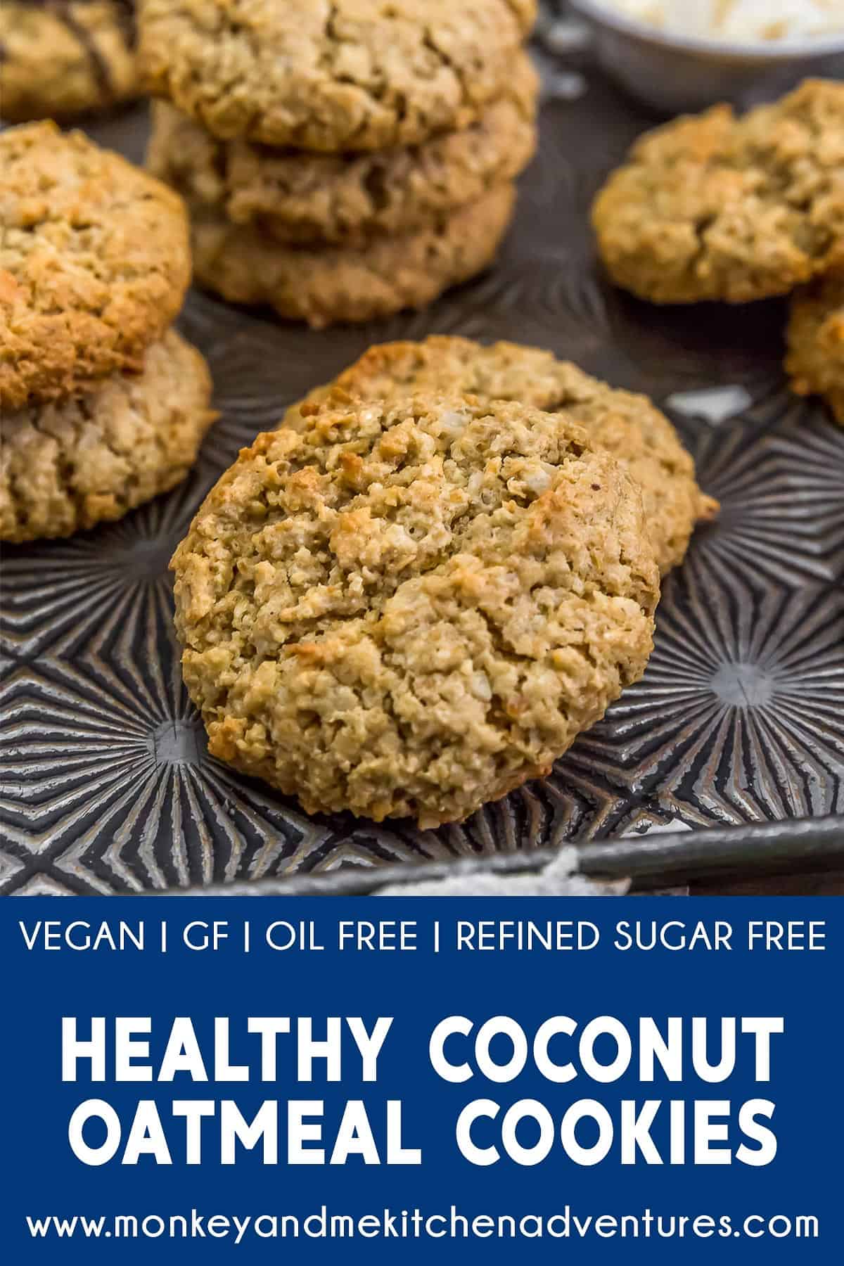 Healthy Coconut Oatmeal Cookies with text description
