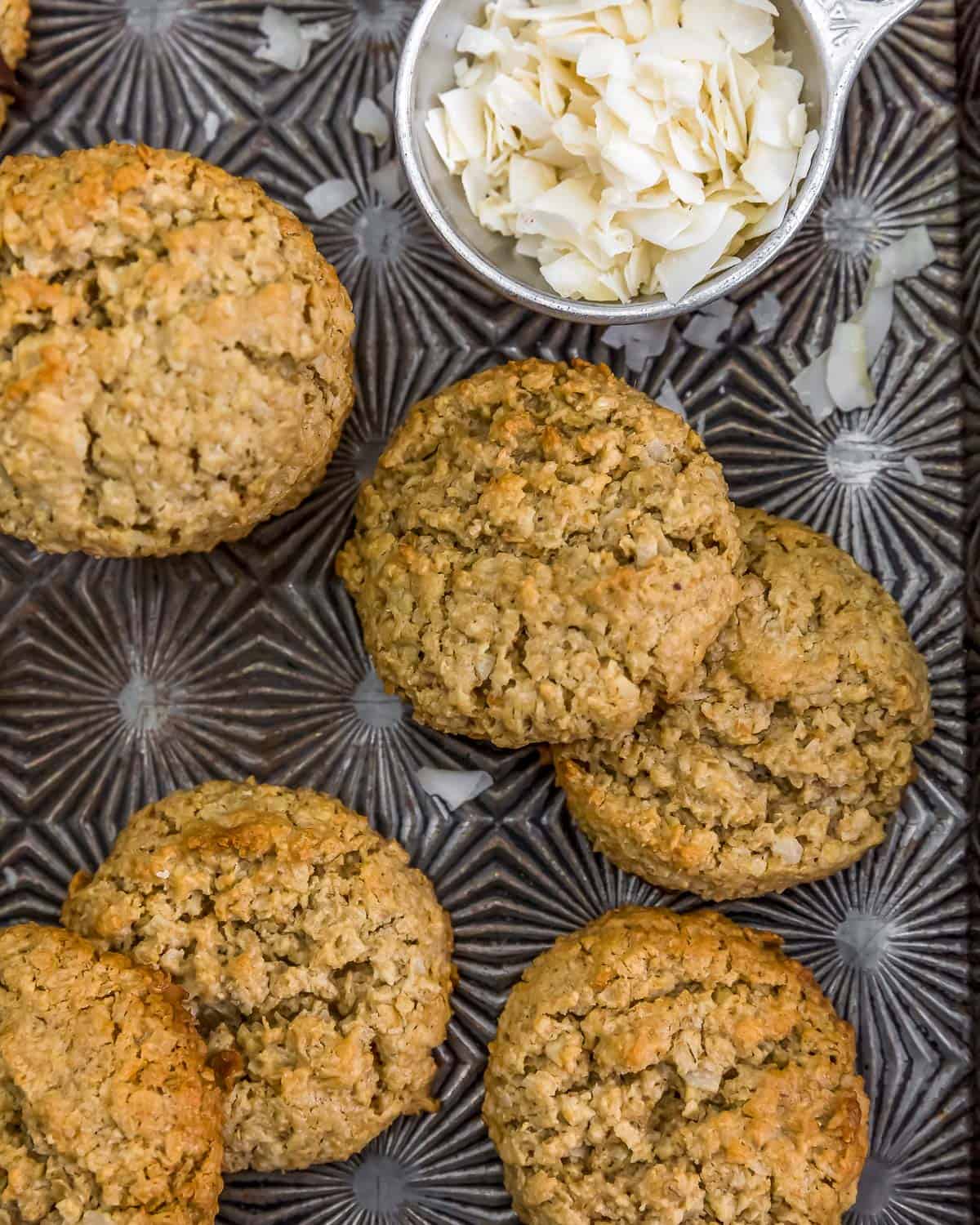 Pile of Healthy Coconut Oatmeal Cookies