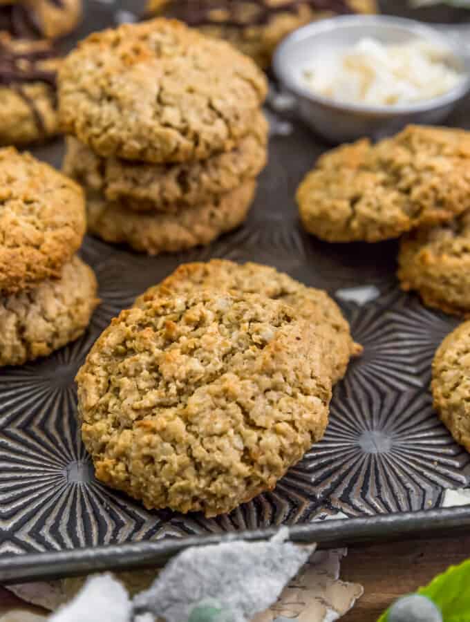 Close up of Healthy Coconut Oatmeal Cookies