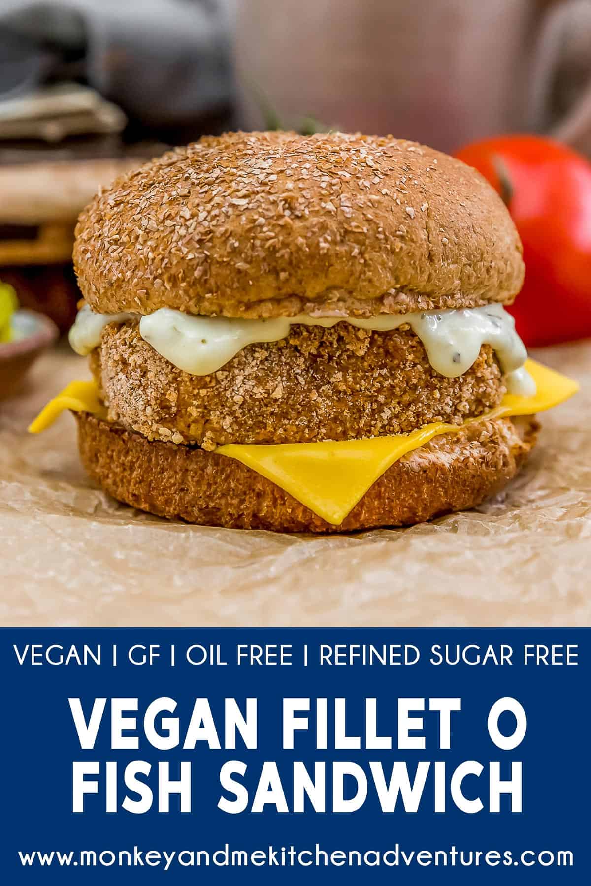 Vegan Fillet O Fish Sandwich with text description