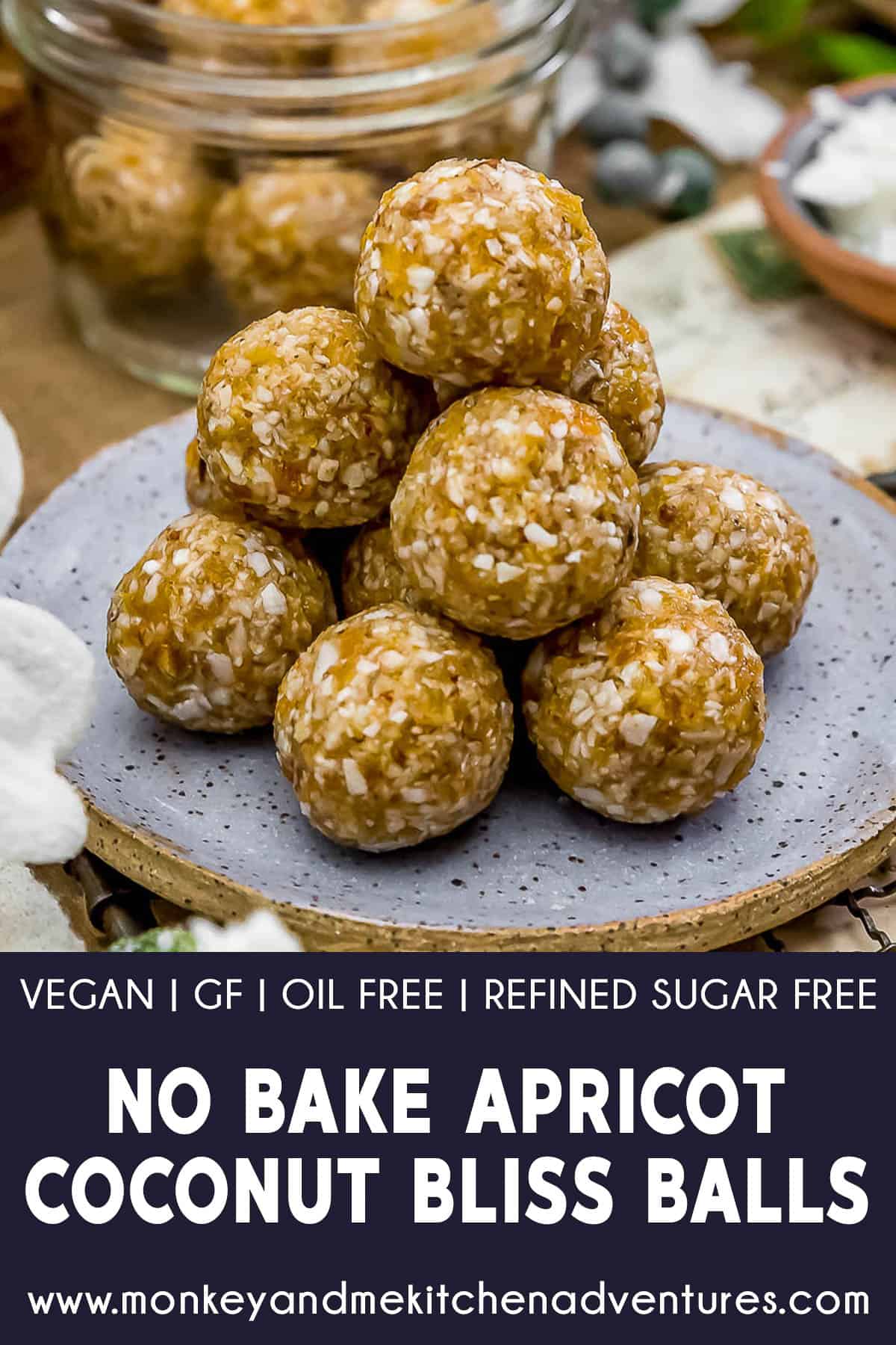 No Bake Apricot-Coconut Bliss Balls with text description