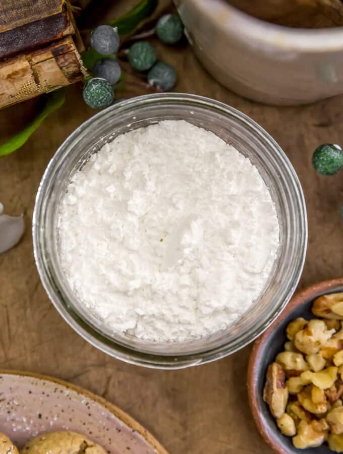 Whole Food Plant Based Powdered Sugar in a jar