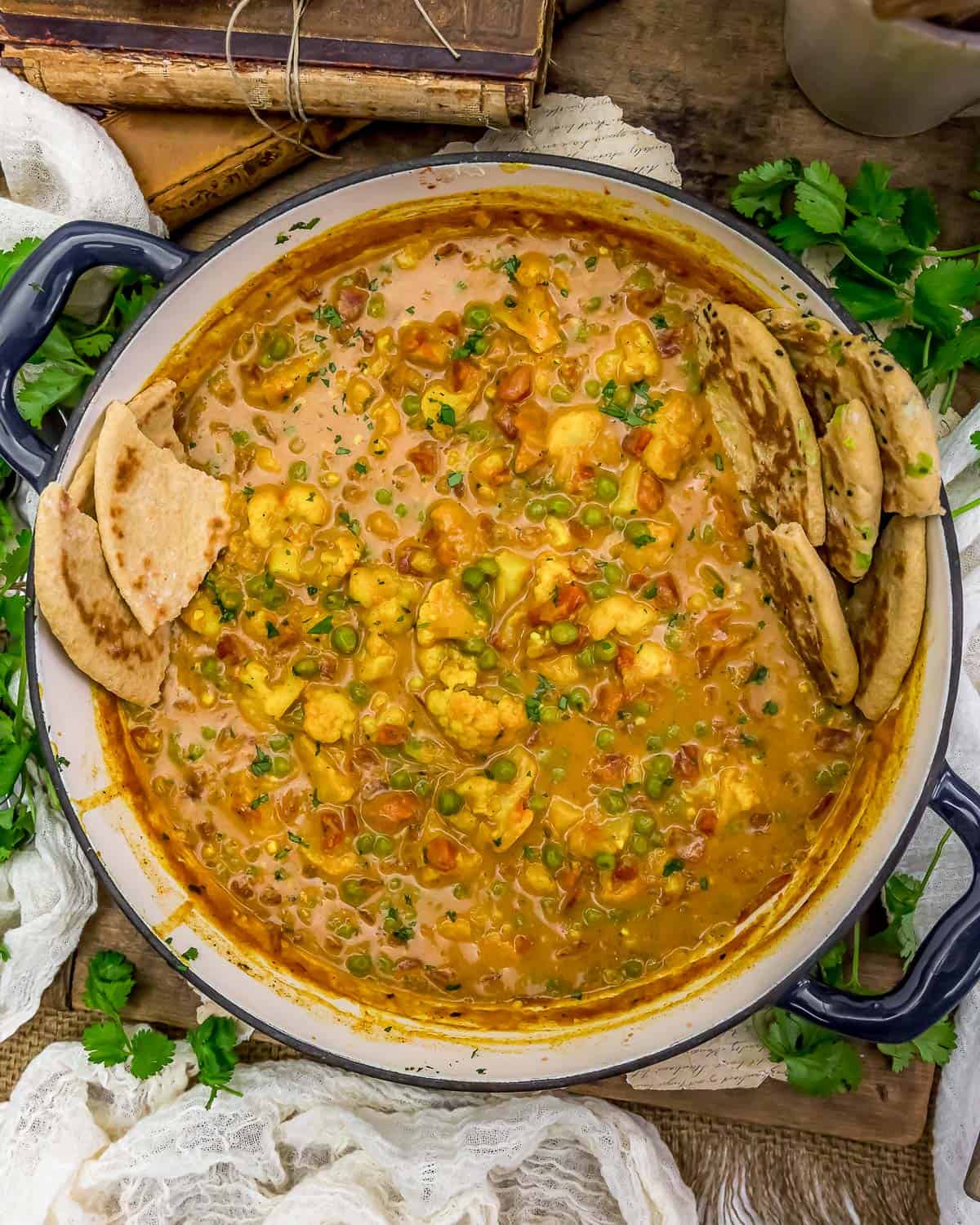 Skillet of Easy Cauliflower Pea Curry