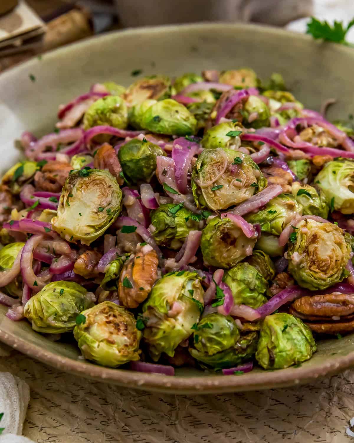 Warm Caraway Brussels Sprouts Onion Salad