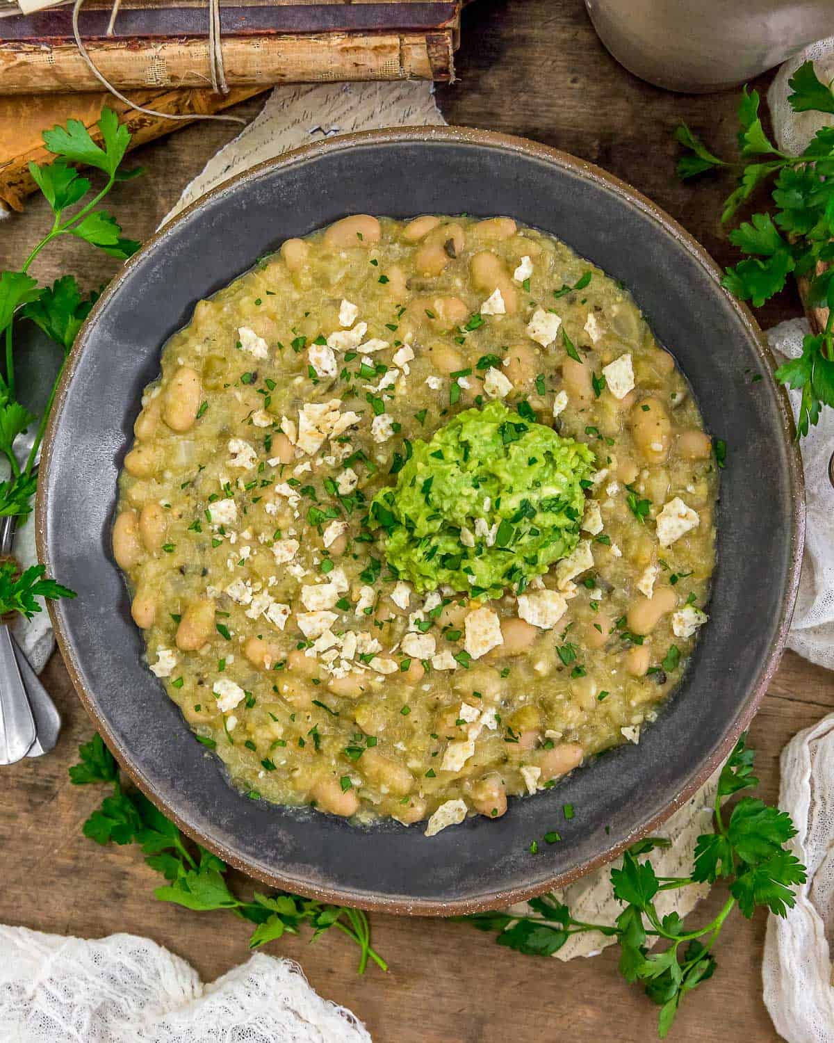 Bowl of Easy Bean Chili Verde
