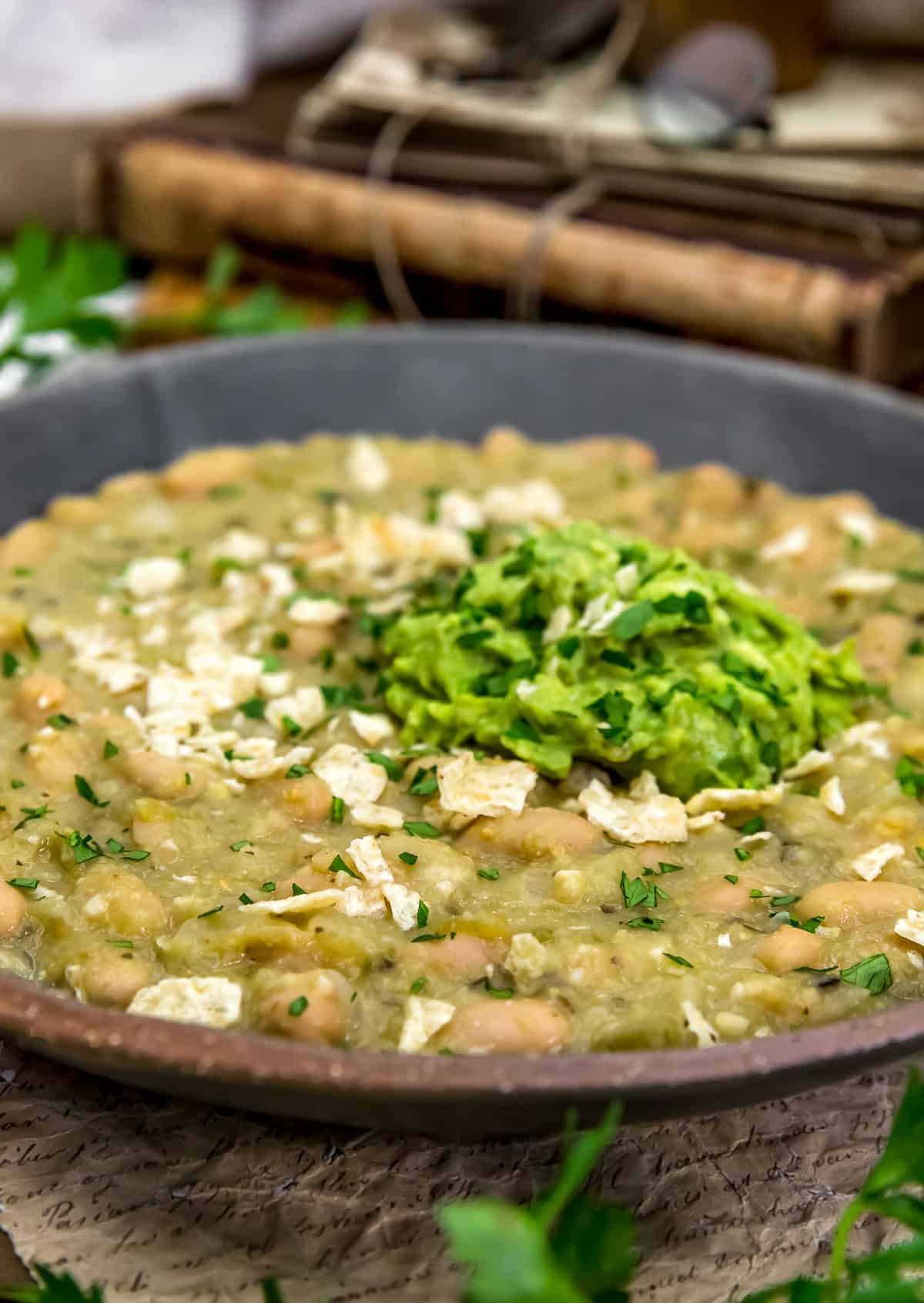 Close up of Easy Bean Chili Verde