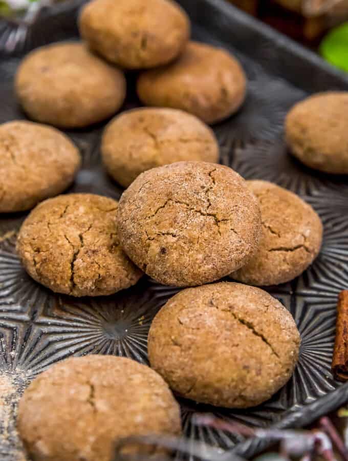 Healthy Chai Spice Snickerdoodles on a cookie tray