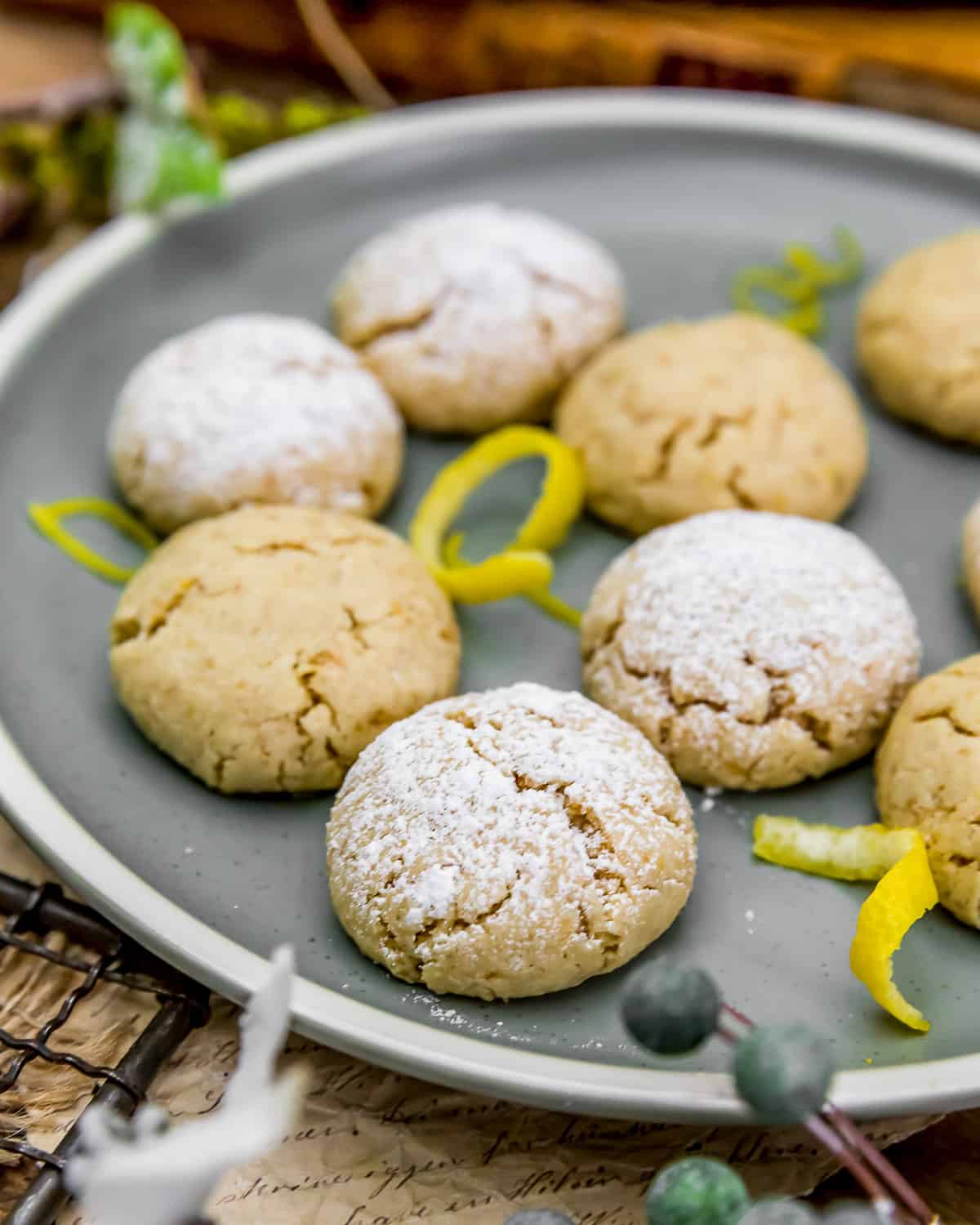 Plate of Healthy Lemon Crinkle Cookies